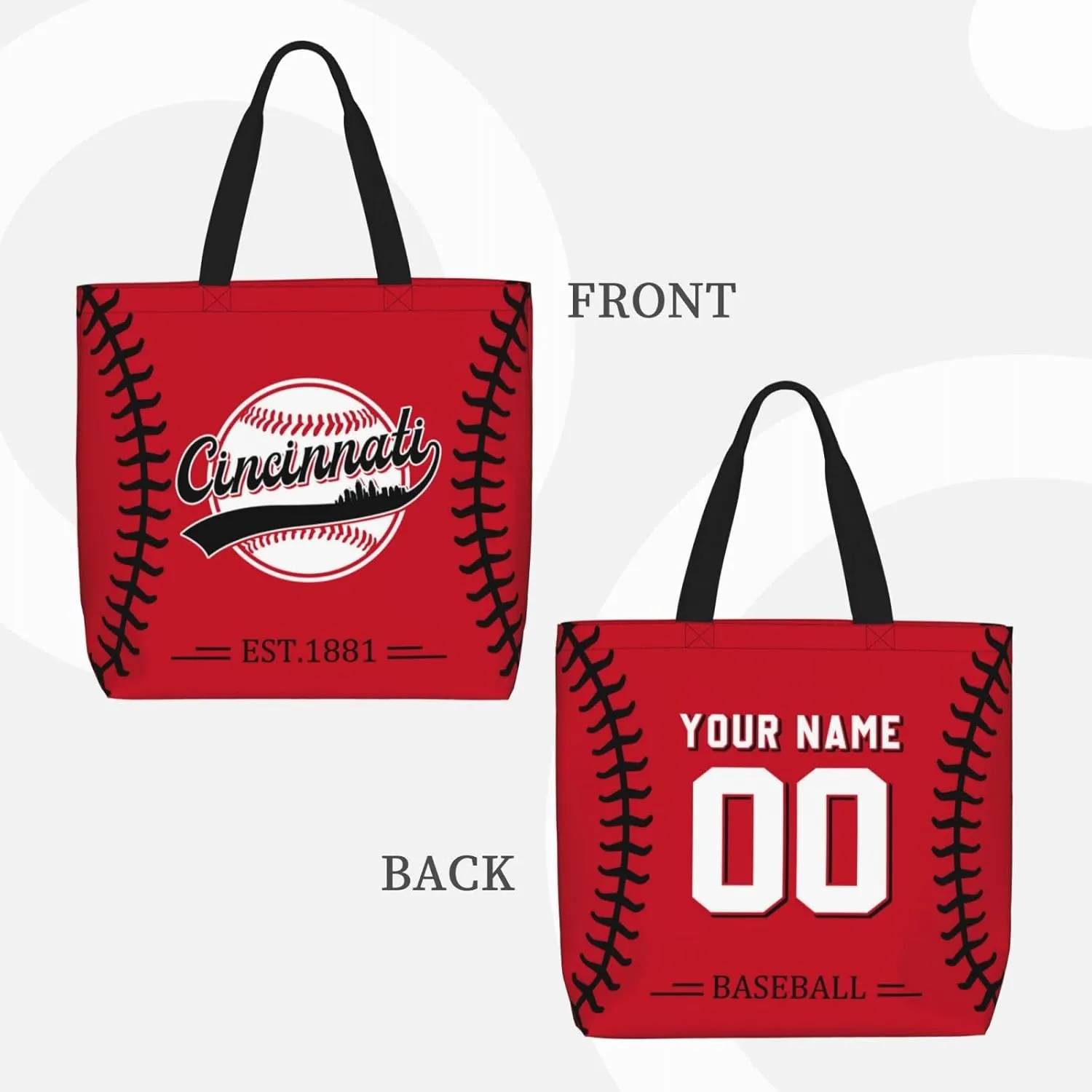 Custom Shoulder Bag Handbag,Personalized Custom Baseball Style Tote Bag,Large Shoulder Tote for Women Men Gift