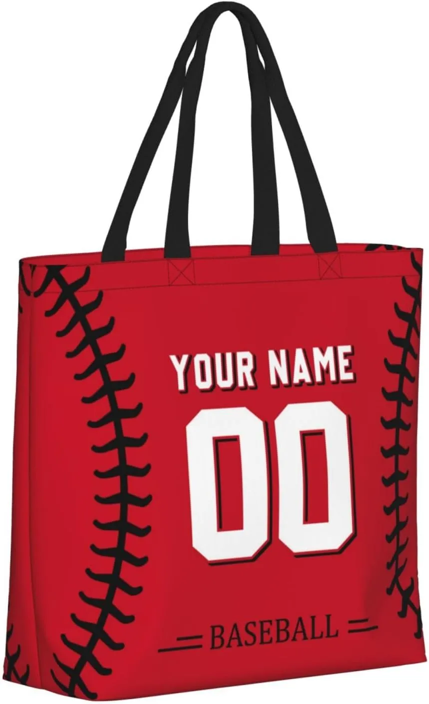 Custom Shoulder Bag Handbag,Personalized Custom Baseball Style Tote Bag,Large Shoulder Tote for Women Men Gift