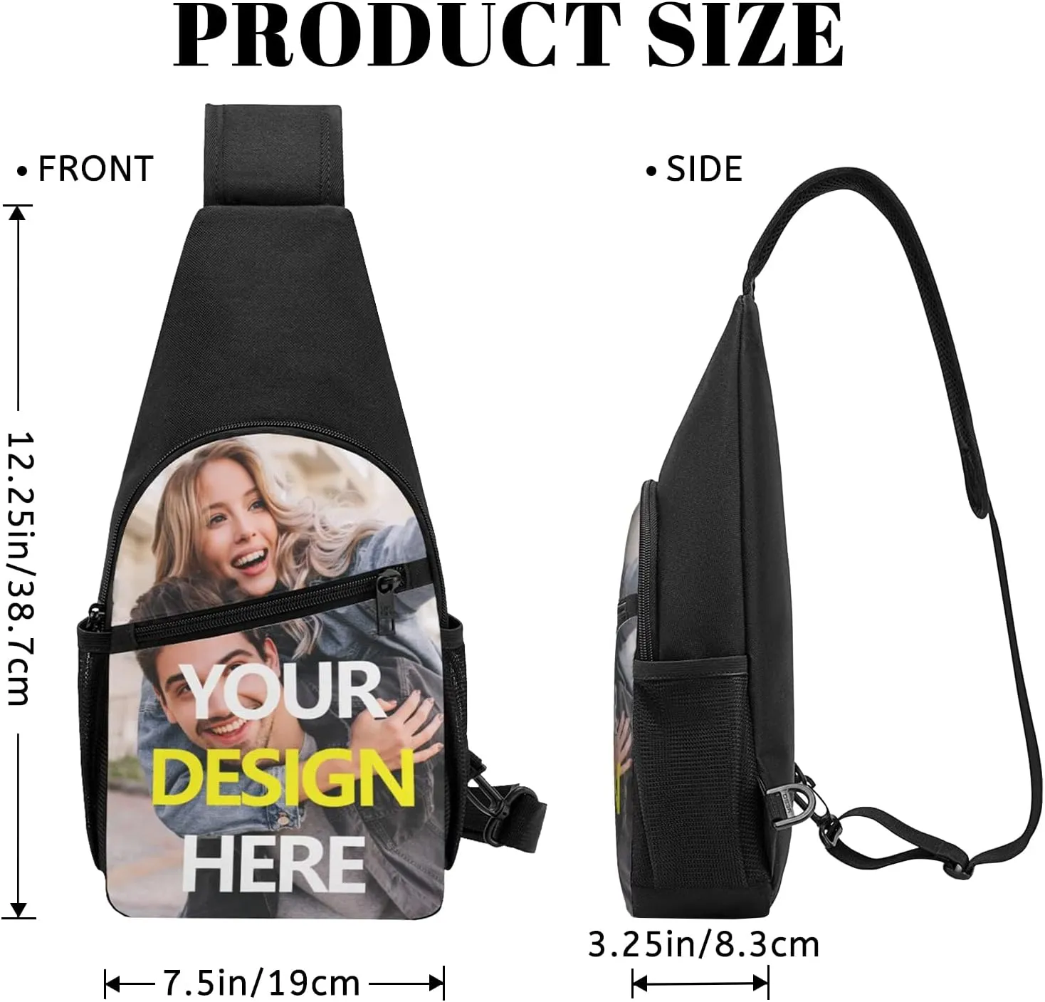 Custom Sling Bag, Personalized Crossbody Shoulder Backpack with Image Text, Customized Walking Cycling Travel Chest Pack for Men Women