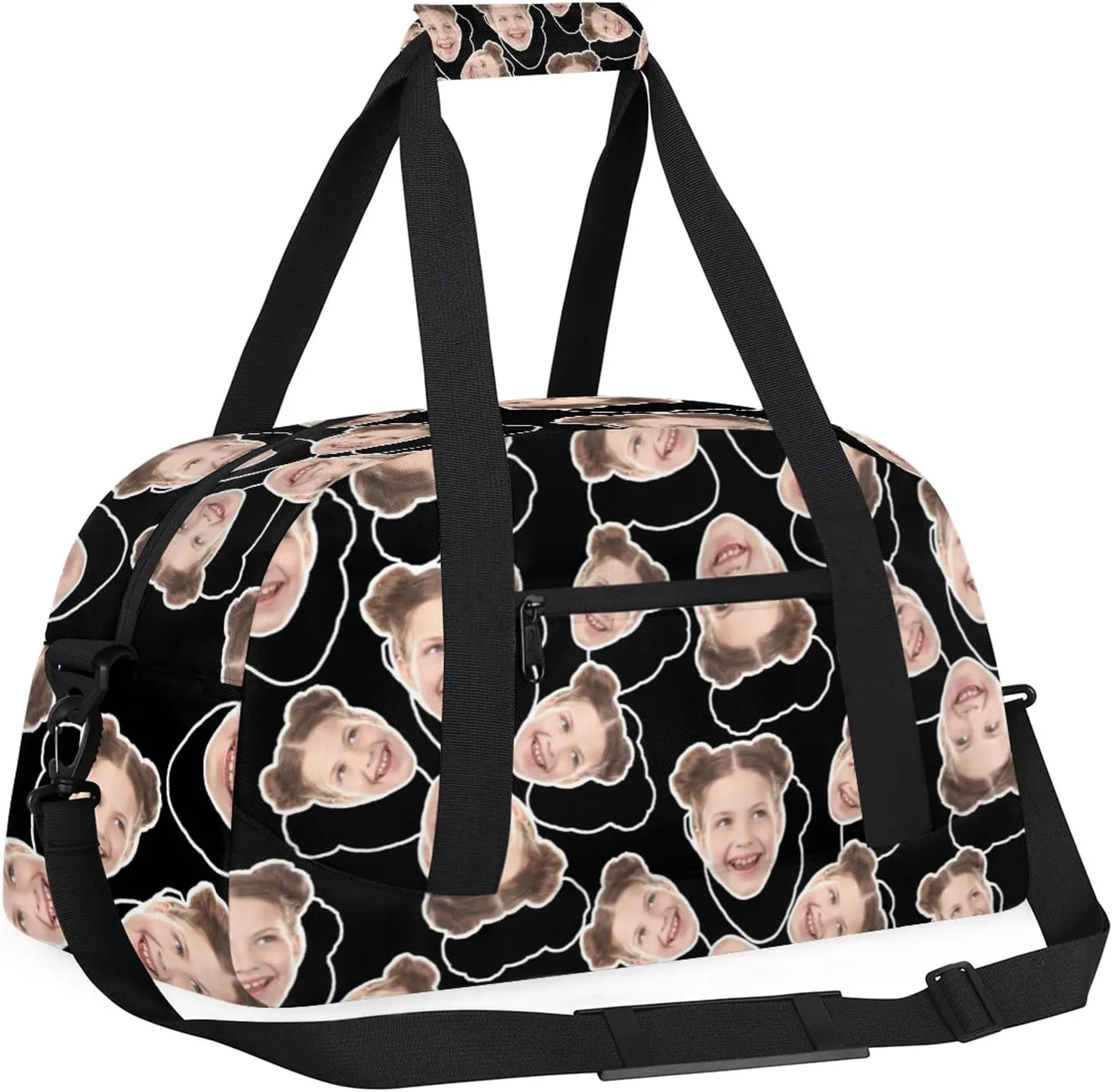 Custom Sport Duffel Bag with Face Picture, Small Gym Bag for Women Personalized Face Travel Duffle Bag Carry On Weekender Bag Overnight Tote Training Workout Bag