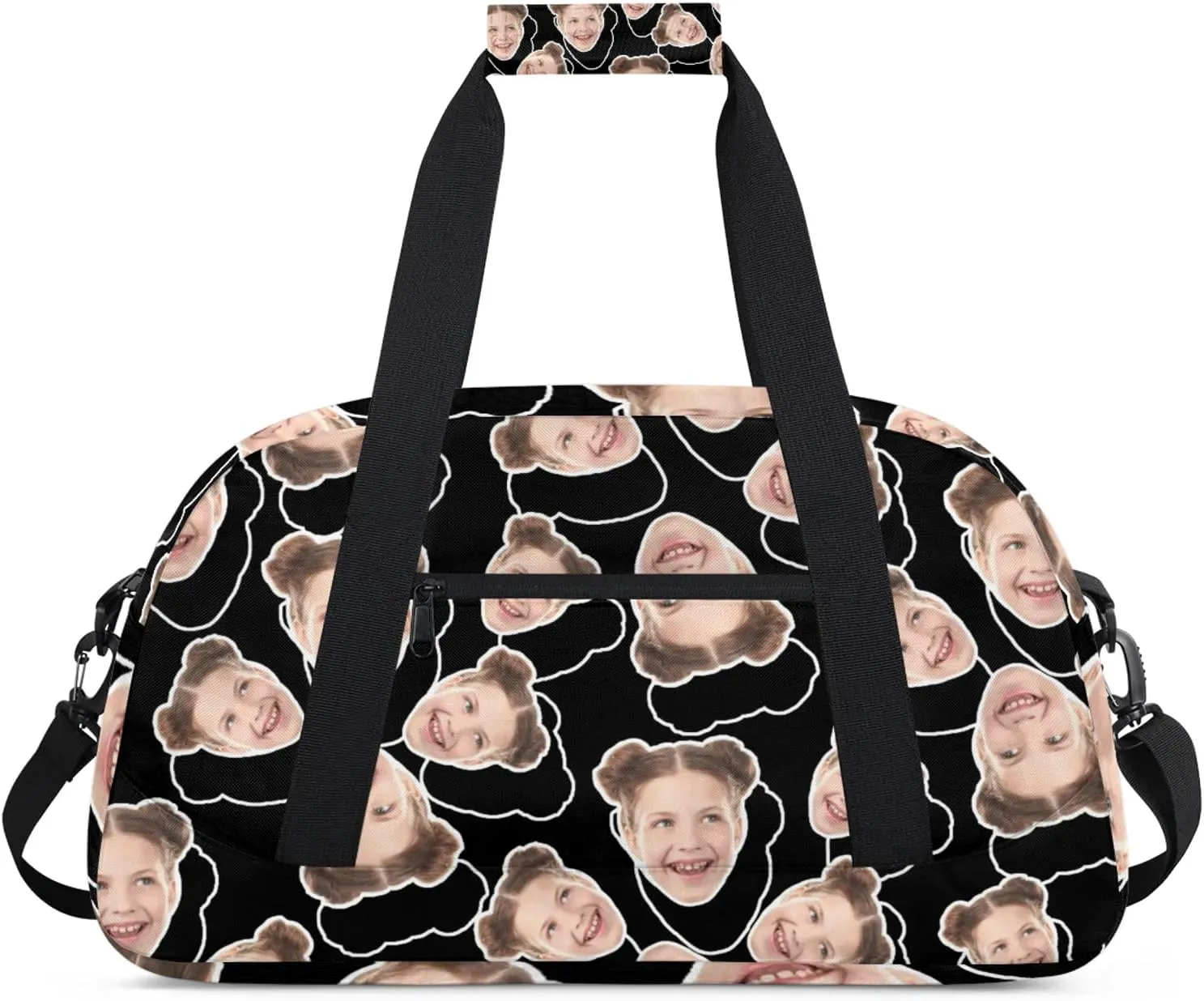 Custom Sport Duffel Bag with Face Picture, Small Gym Bag for Women Personalized Face Travel Duffle Bag Carry On Weekender Bag Overnight Tote Training Workout Bag