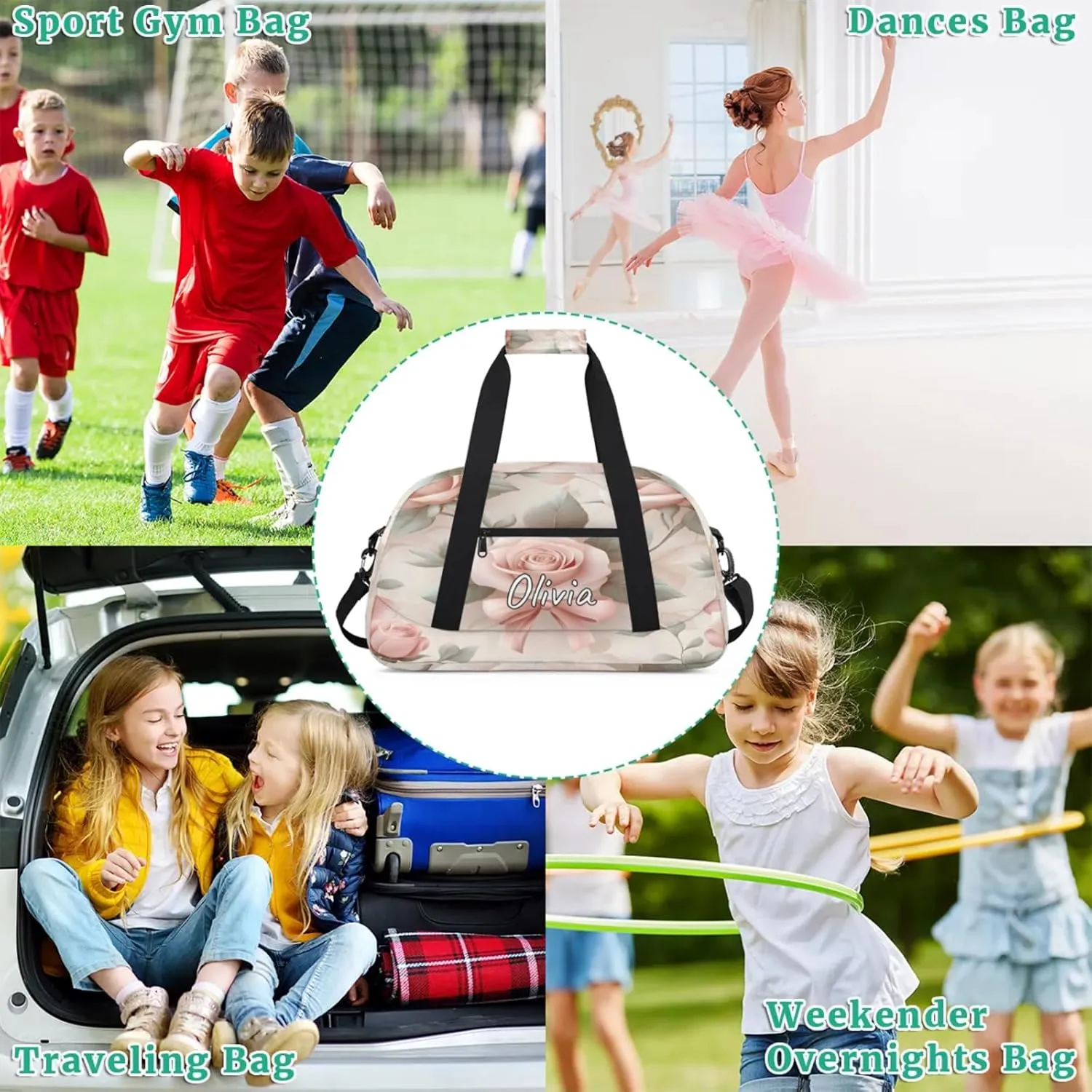 Custom Sports Gym Bag Personalized Name Travel Duffel Bag