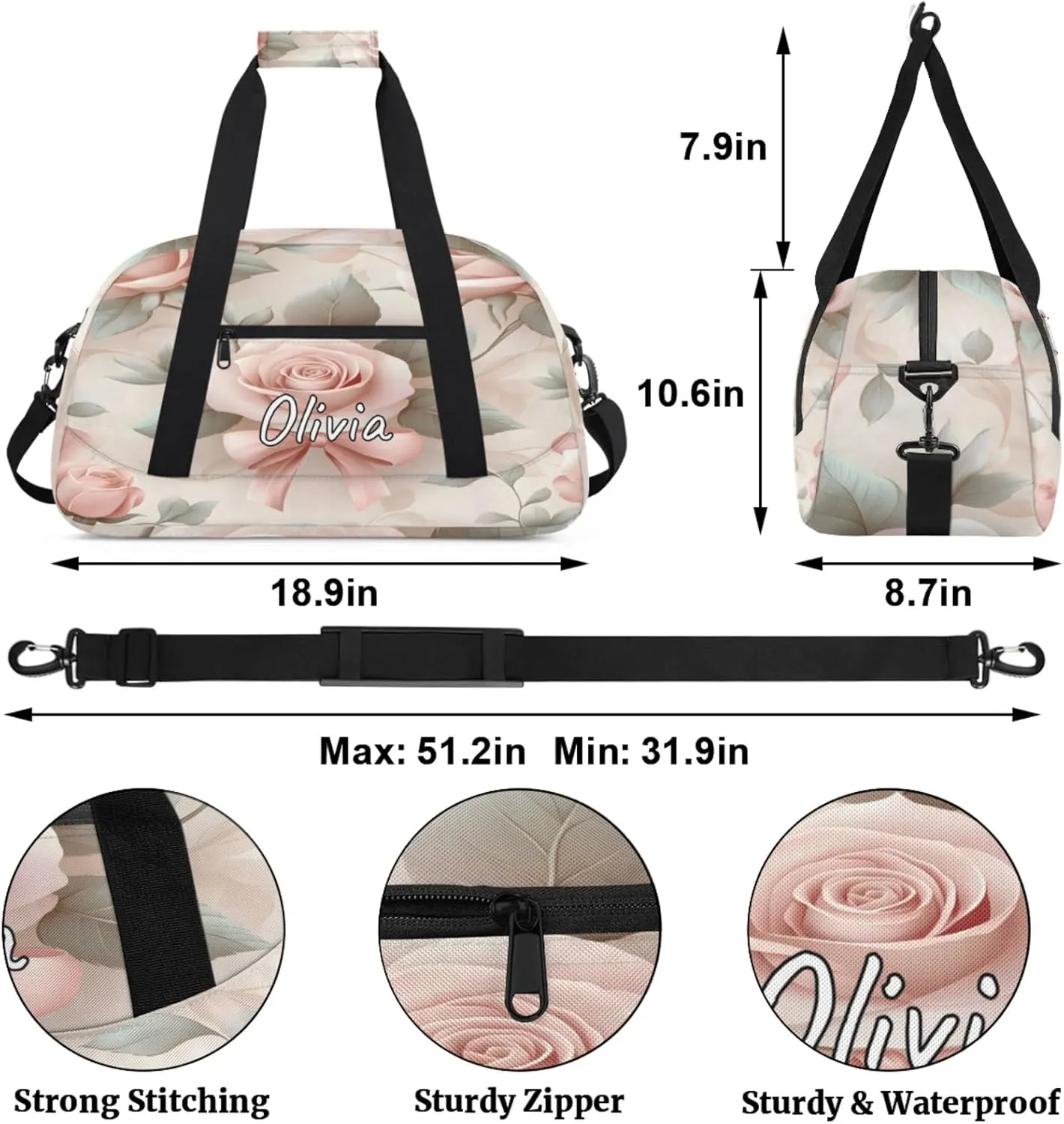 Custom Sports Gym Bag Personalized Name Travel Duffel Bag