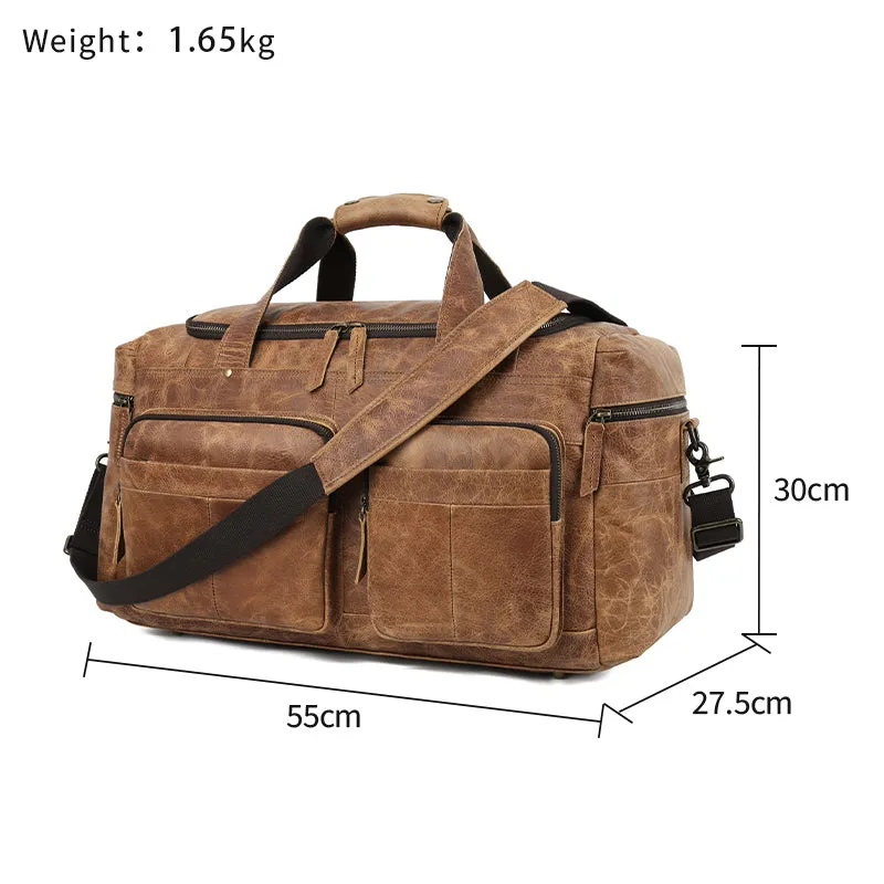 Custom Vintage Leather Duffle Bag - Handcrafted Travel Bag
