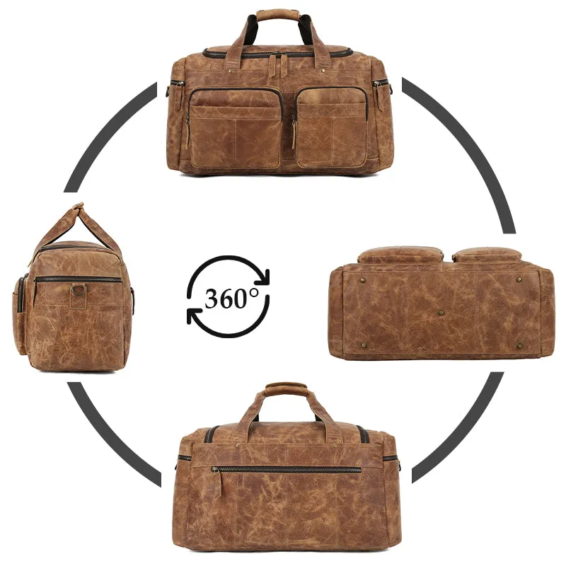 Custom Vintage Leather Duffle Bag - Handcrafted Travel Bag