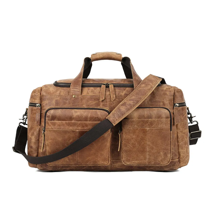 Custom Vintage Leather Duffle Bag - Handcrafted Travel Bag