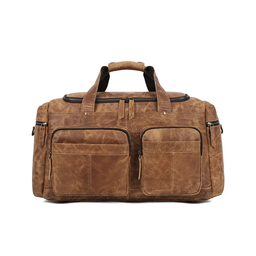 Custom Vintage Leather Duffle Bag - Handcrafted Travel Bag