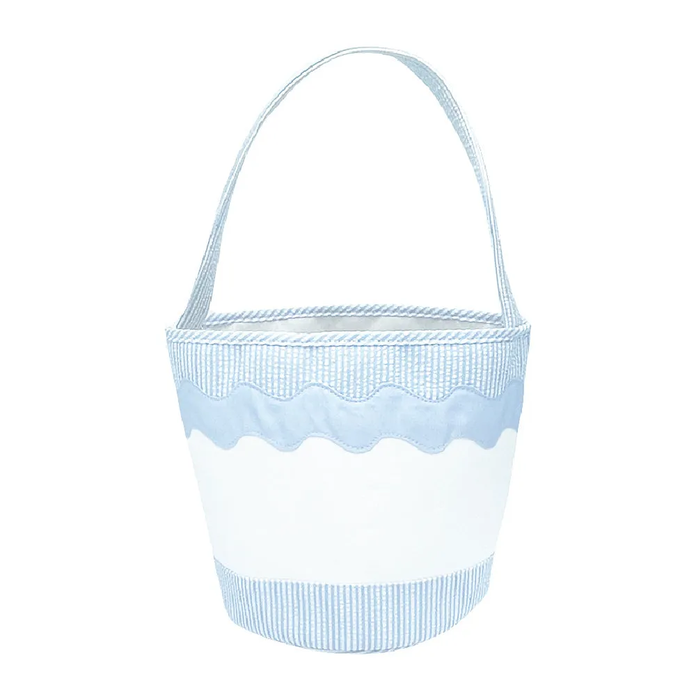 Customizable Gift & Toy Tote in Blue Seersucker