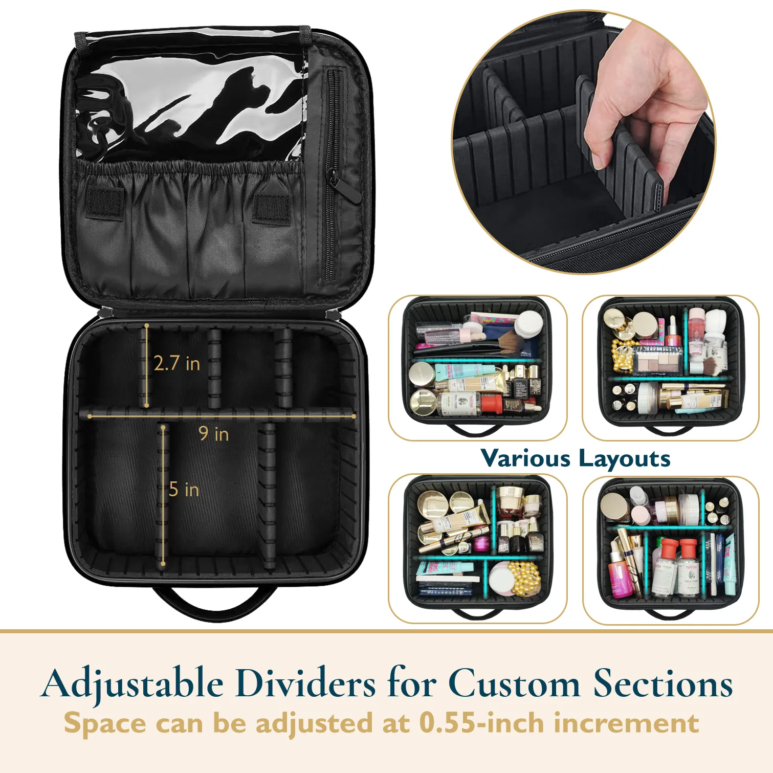 Customizable Makeup Case With Bonus Travel Mirror