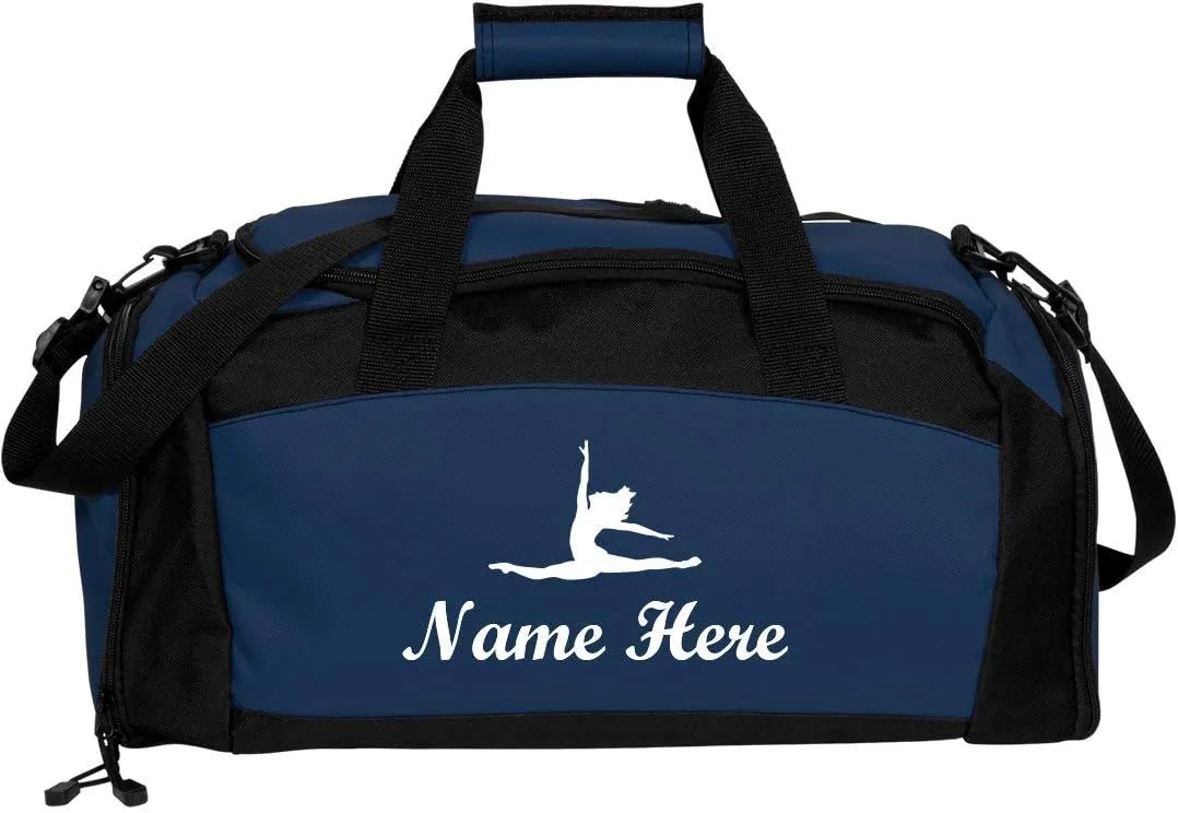 CUSTOMIZED GIRL Personalized Dance Bag - Dance Essentials Duffel Gym Bag, Navy