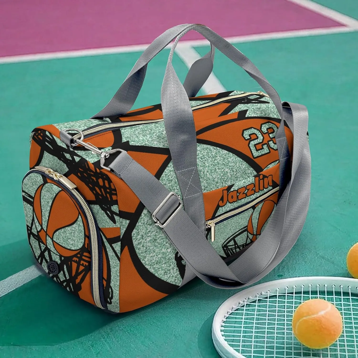 Custon Name Basketball Gym Mint Gym Sport Yoga Duffel Bag Sport Player Travel Bag,Sport Gym Bag Personalized Gift for Travel Hand Bag Carry on Bag