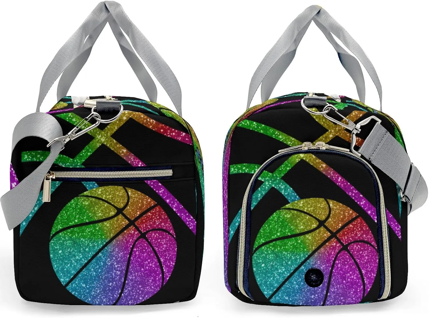 Custon Name Basketball Rainbow Gym Sport Yoga Duffel Bag Sport Player Travel Bag,Sport Gym Bag Personalized Gift for Travel Hand Bag Carry on Bag