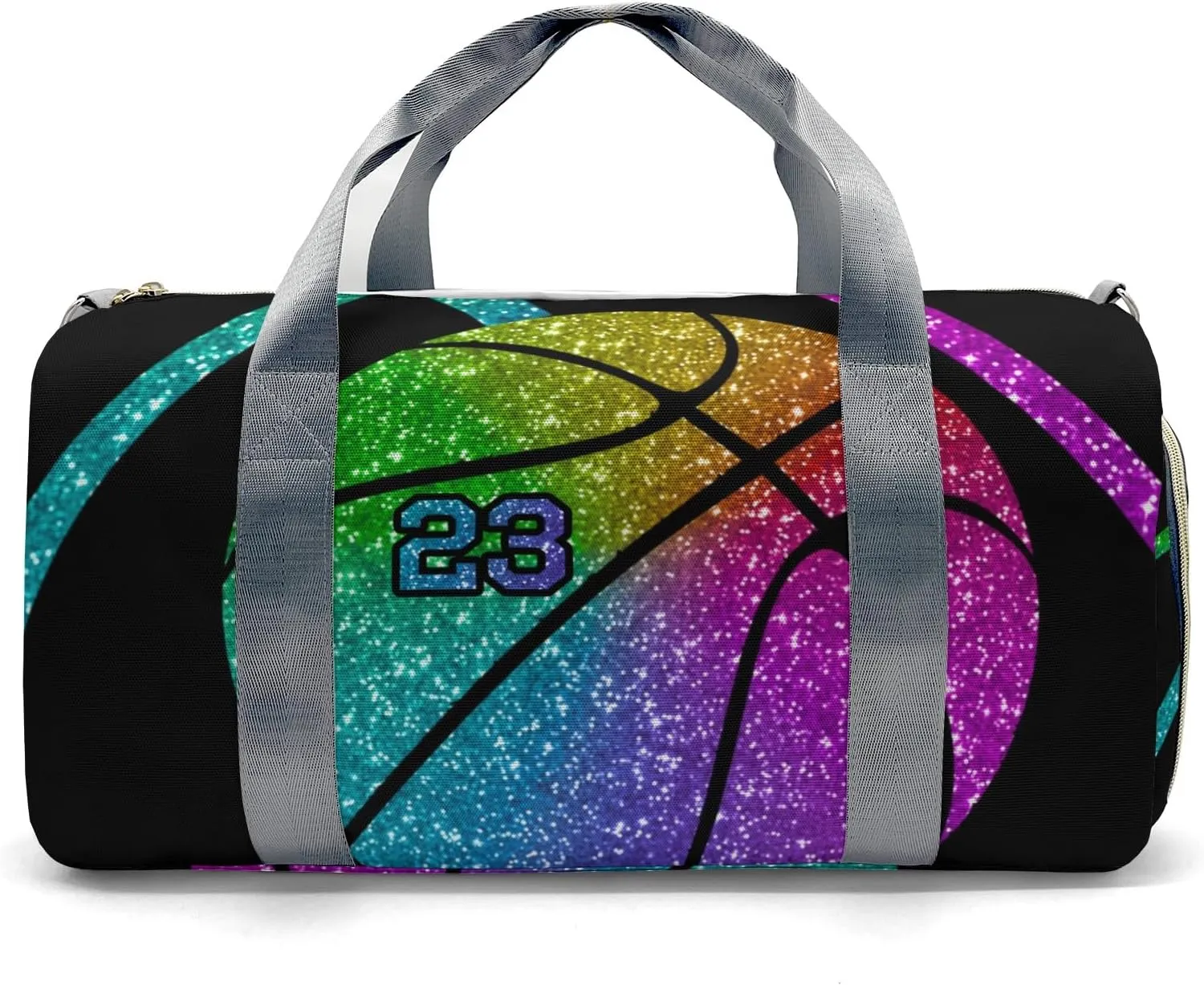 Custon Name Basketball Rainbow Gym Sport Yoga Duffel Bag Sport Player Travel Bag,Sport Gym Bag Personalized Gift for Travel Hand Bag Carry on Bag