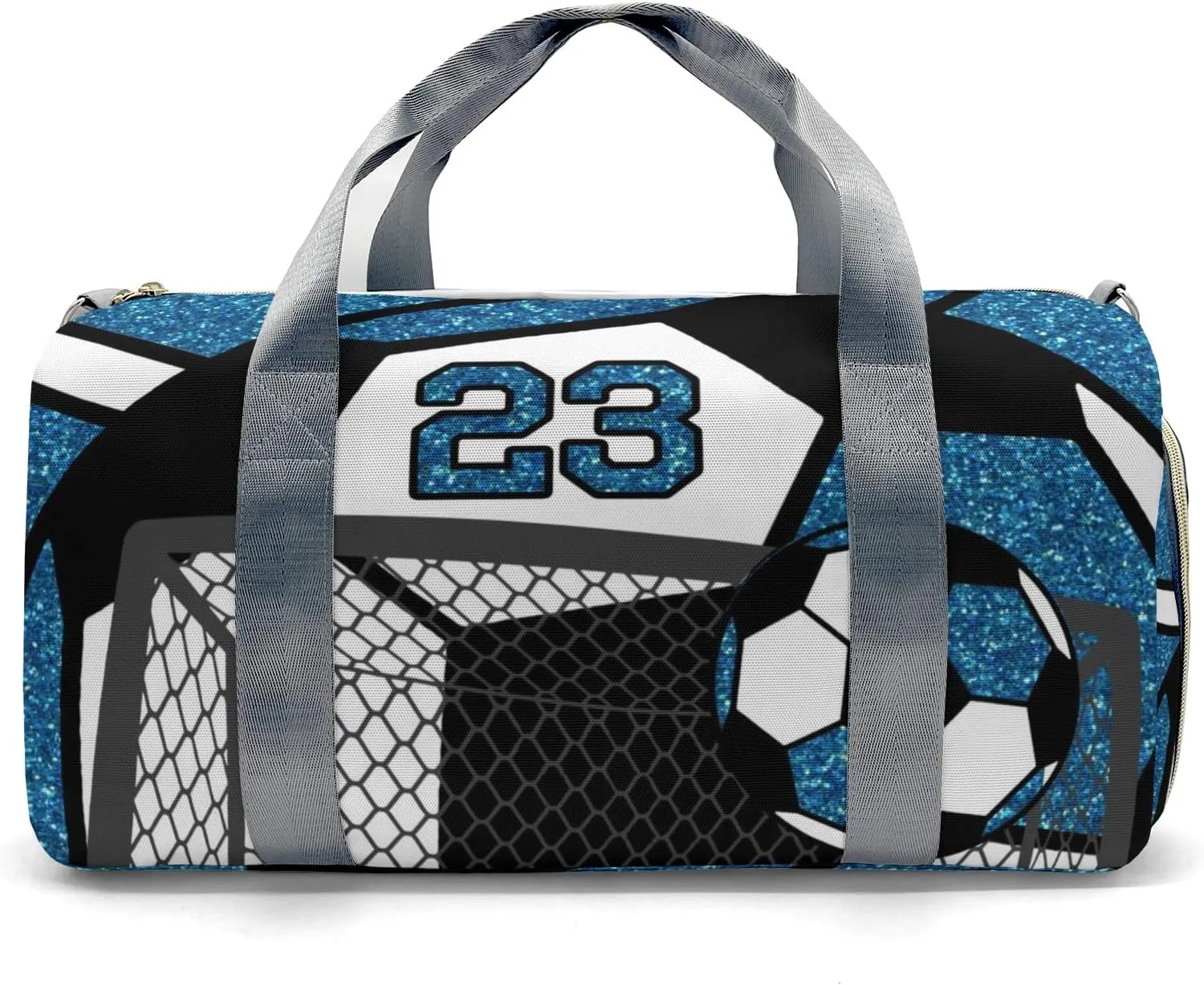 Custon Name Gym Soccer Ball Ocean Blue Gym Sport Yoga Duffel Bag Sport Player Travel Bag,Sport Gym Bag Personalized Gift for Women Men Travel Hand Bag Carry on Bag