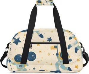 Cute Astronaut Boys Girls Gym Bag Dance Perform Training Duffel Bags Weekender Carry-On Tote Luggage Bag Ideal for School Practice or Overnight Trips Cute Space