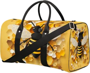 Cute Bees Travel Duffel Bag for Women Men Waterproof Foldable Overnight Weekender Bag Large Capacity Sports Gym Bag