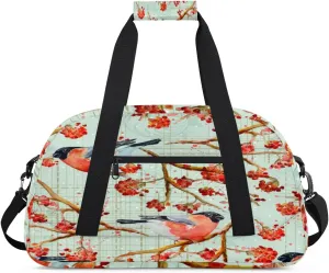 Cute Bird Gym Duffel Bag for Men Women Watercolor Floral Sports Tote Bag with Adjustable Shoulder Strap for Dance Gymnastics Traveling Outdoor Camping Overnight Stay