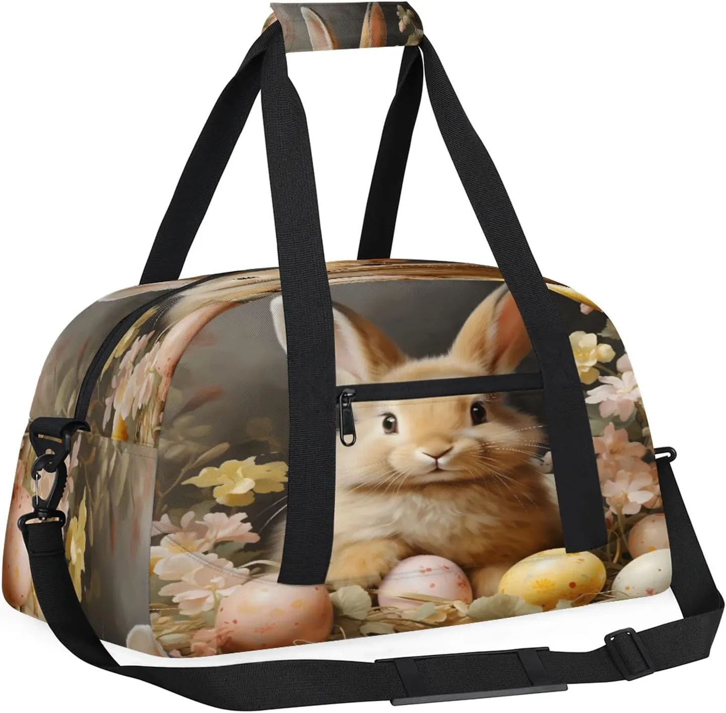 Cute Bunny Easter Eggs Small Gym Bag 18 inch Carry On Duffel Bag for Weekender Travel Sports Workout Yoga Gymnastics Dance Ballet