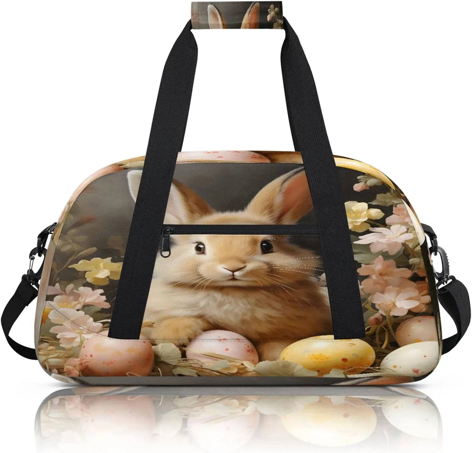 Cute Bunny Easter Eggs Small Gym Bag 18 inch Carry On Duffel Bag for Weekender Travel Sports Workout Yoga Gymnastics Dance Ballet