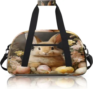 Cute Bunny Easter Eggs Small Gym Bag 18 inch Carry On Duffel Bag for Weekender Travel Sports Workout Yoga Gymnastics Dance Ballet