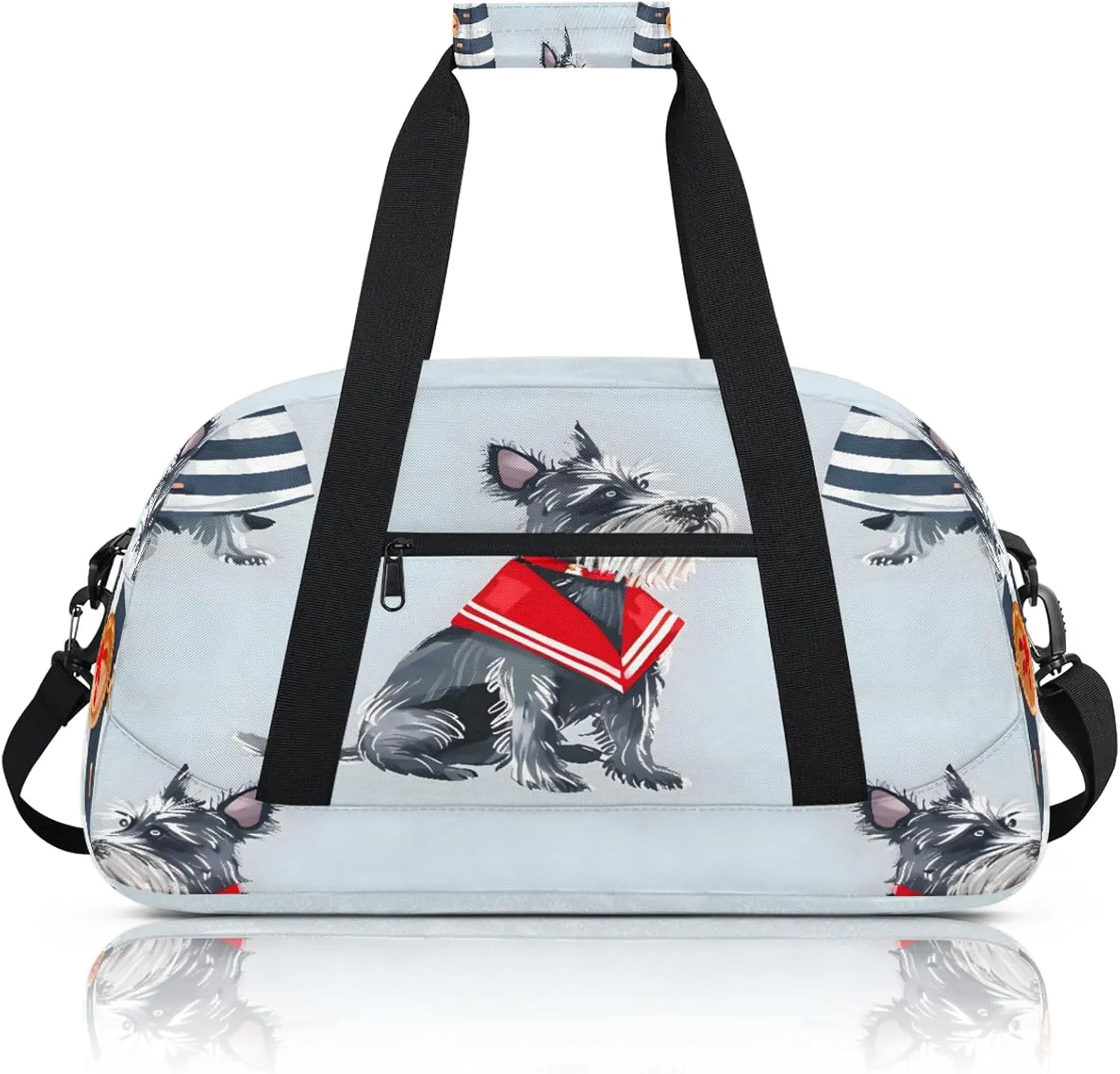 Cute Dog Scottish Terrier Small Gym Bag 18 inch Carry On Duffel Bag for Weekender Travel Sports Workout Yoga Gymnastics Dance Ballet