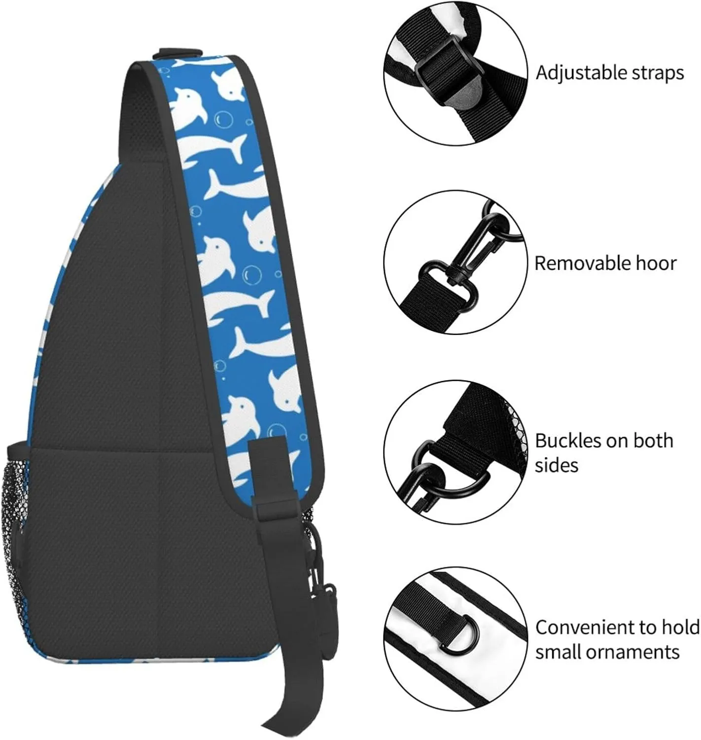 Cute Dolphin Crossbody Bag Cute Shoulder Bag Backpack Cute Dolphin Sling Bag Chest Casual Daypack Bag
