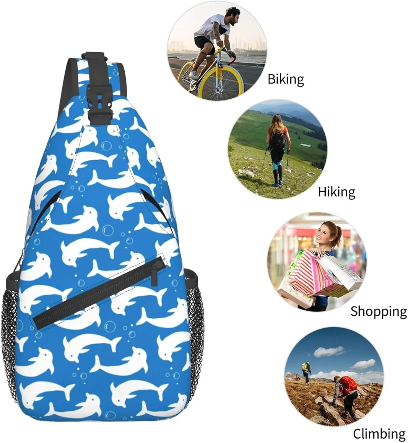 Cute Dolphin Crossbody Bag Cute Shoulder Bag Backpack Cute Dolphin Sling Bag Chest Casual Daypack Bag
