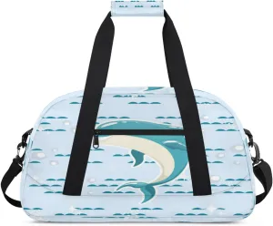 Cute Dolphin Small Gym Bag for Women Men, Travel Duffle Bag Workout Dance Tote Bag Carry On Overnight Weekender Bag