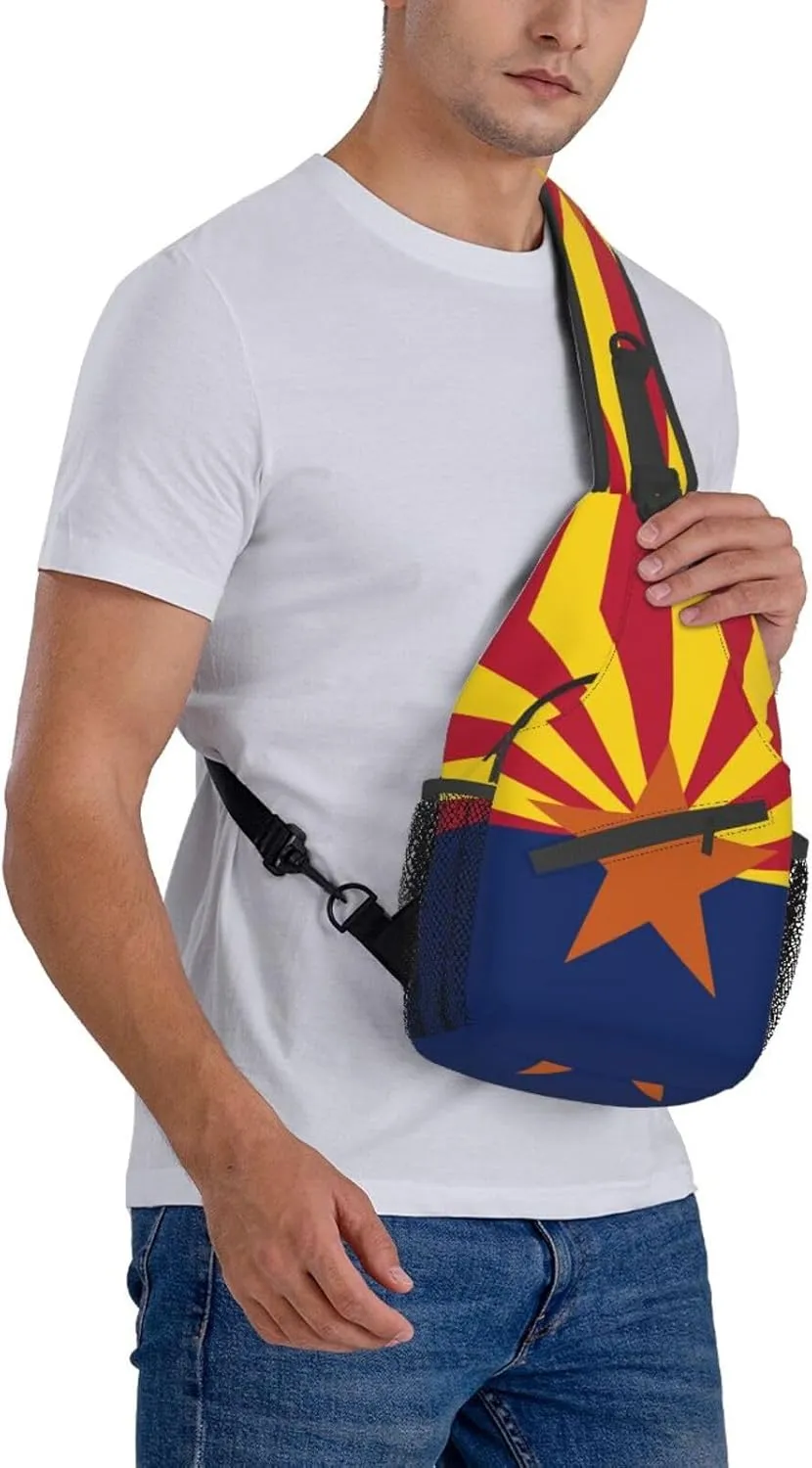 Cute Flag Sling Bag Crossbody Backpack Patriotic Flag Travel Hiking Daypack Shoulder Chest Bag for Women Men