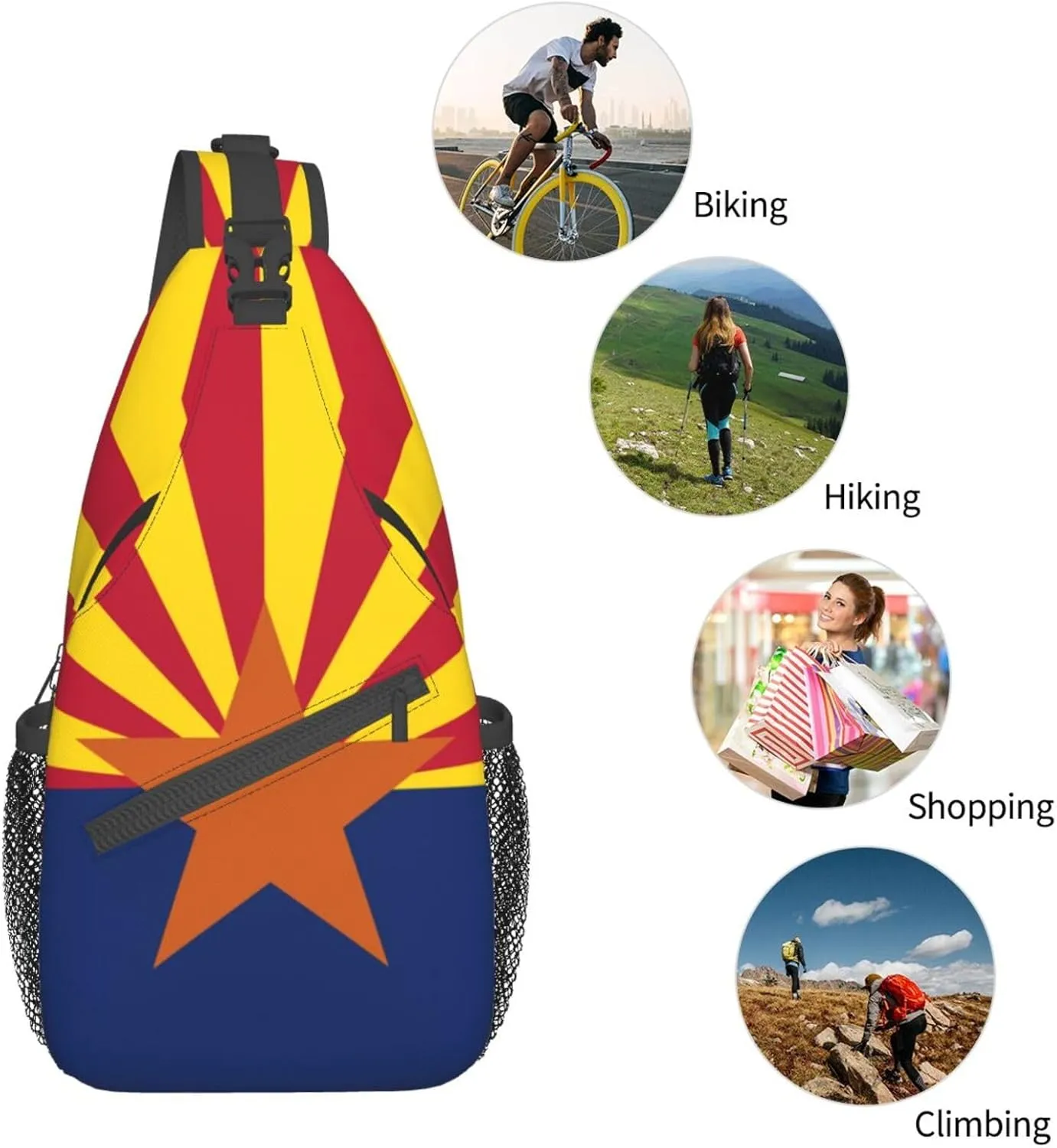 Cute Flag Sling Bag Crossbody Backpack Patriotic Flag Travel Hiking Daypack Shoulder Chest Bag for Women Men