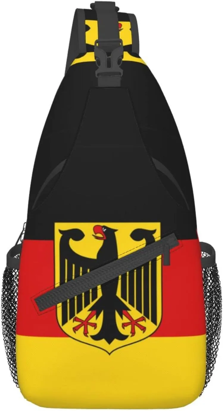 Cute German Flag Sling Backpack, Multipurpose Crossbody Shoulder Bag Travel Hiking Germany Casual Daypack for Men Women