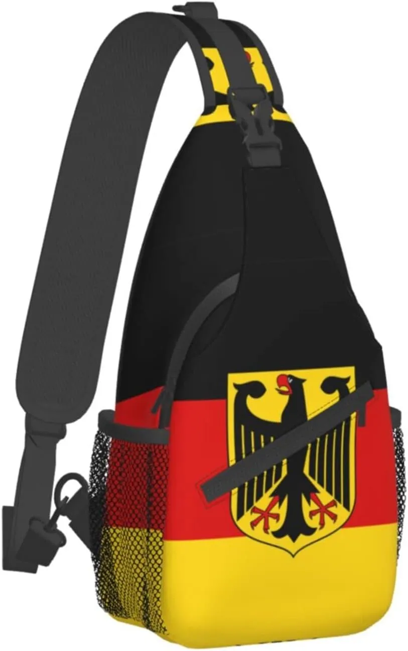 Cute German Flag Sling Backpack, Multipurpose Crossbody Shoulder Bag Travel Hiking Germany Casual Daypack for Men Women