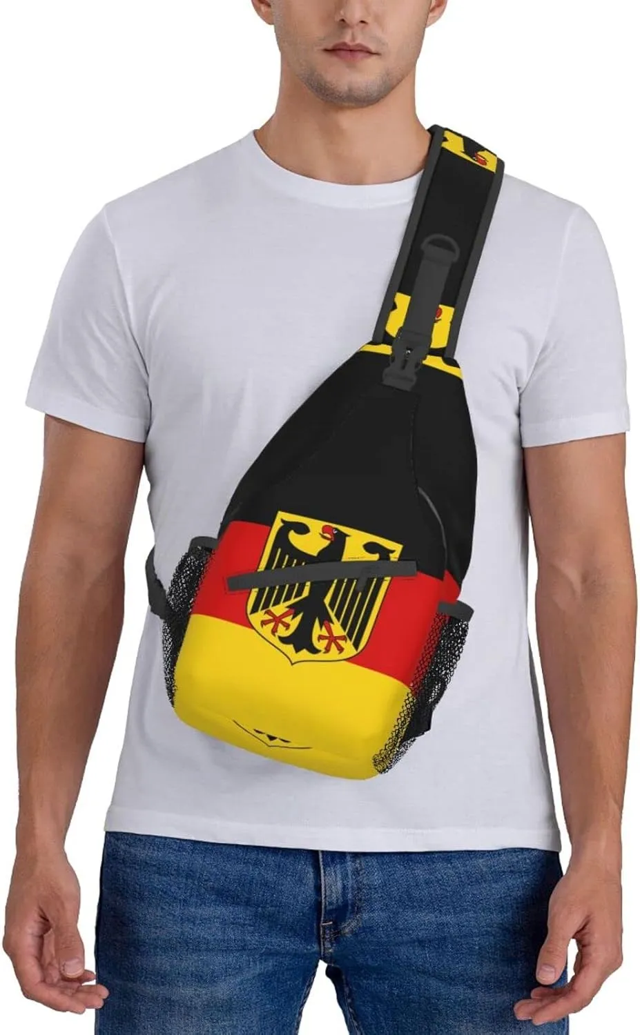 Cute German Flag Sling Backpack, Multipurpose Crossbody Shoulder Bag Travel Hiking Germany Casual Daypack for Men Women