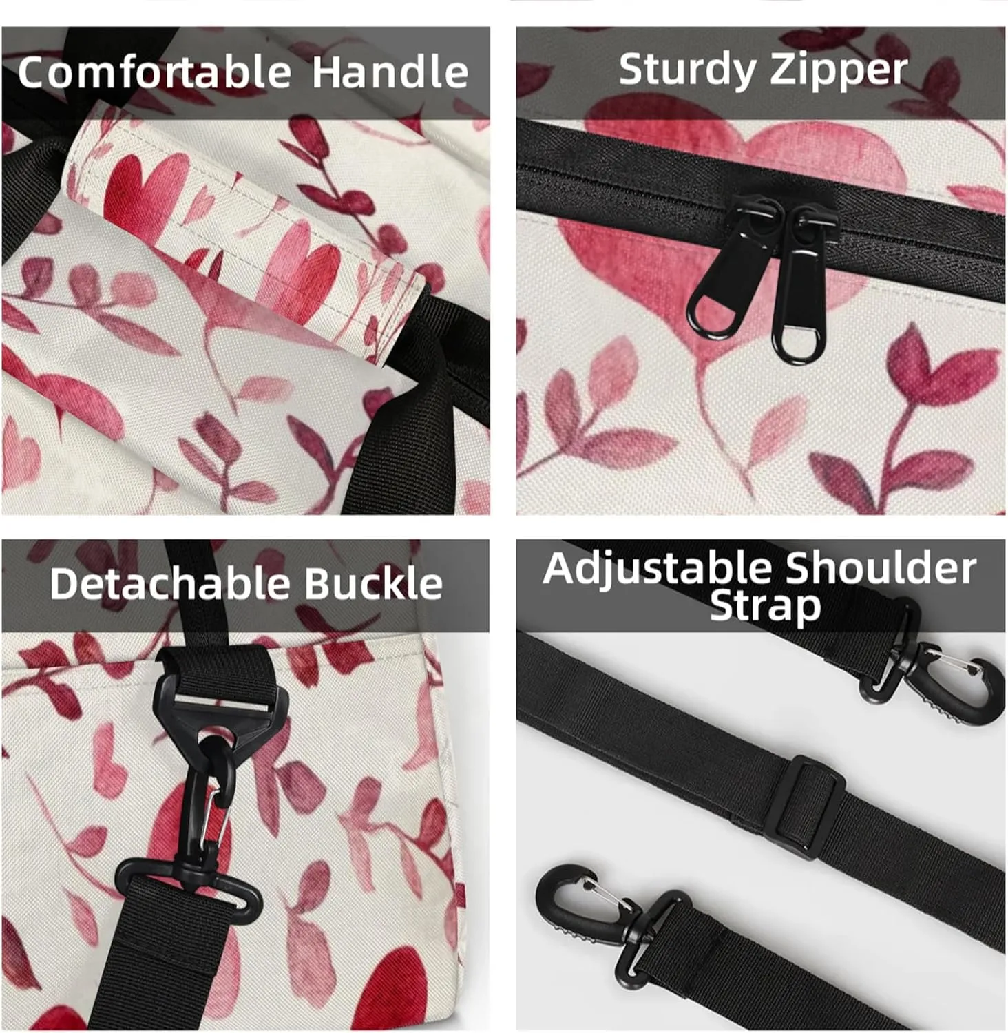 Cute Heart Shape Small Gym Bag 18 inch Carry On Duffel Bag for Weekender Travel Sports Workout Yoga Gymnastics Dance Ballet