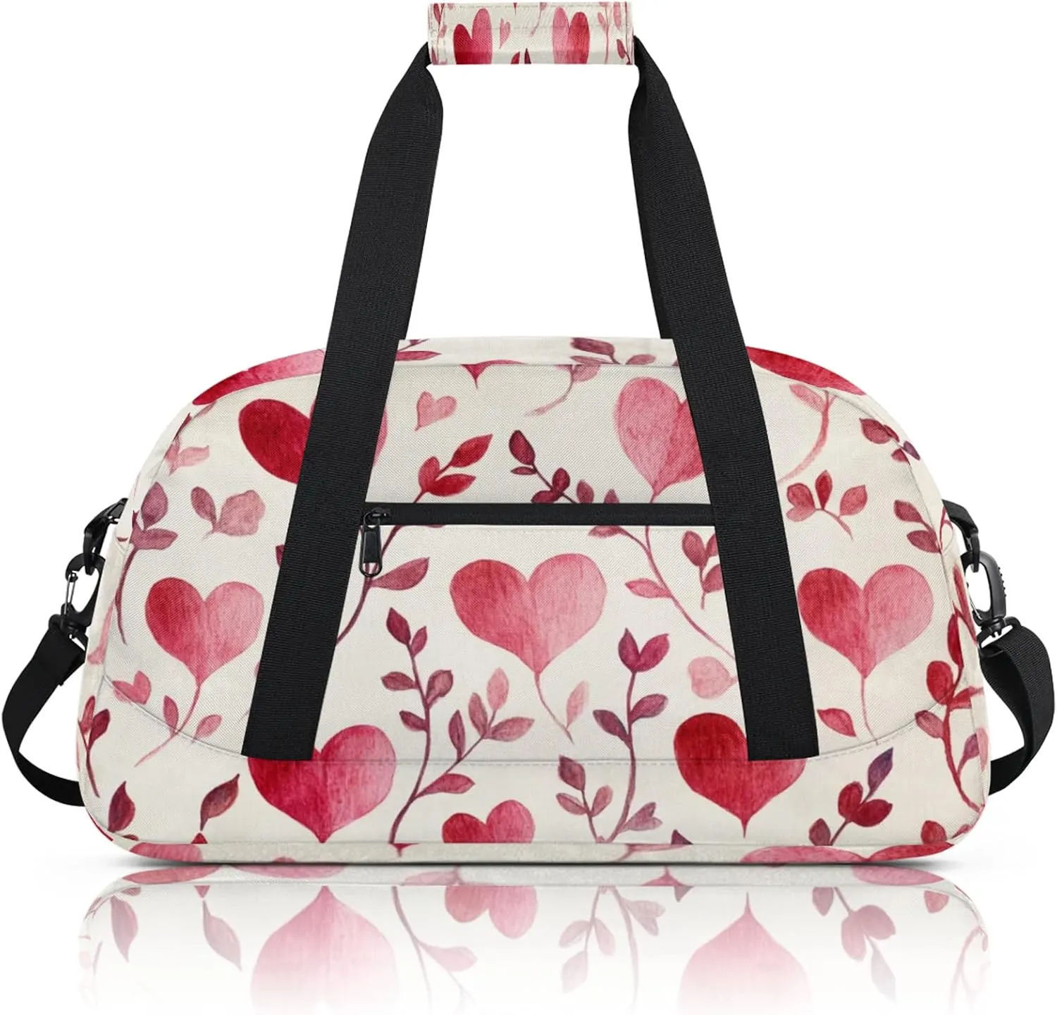 Cute Heart Shape Small Gym Bag 18 inch Carry On Duffel Bag for Weekender Travel Sports Workout Yoga Gymnastics Dance Ballet