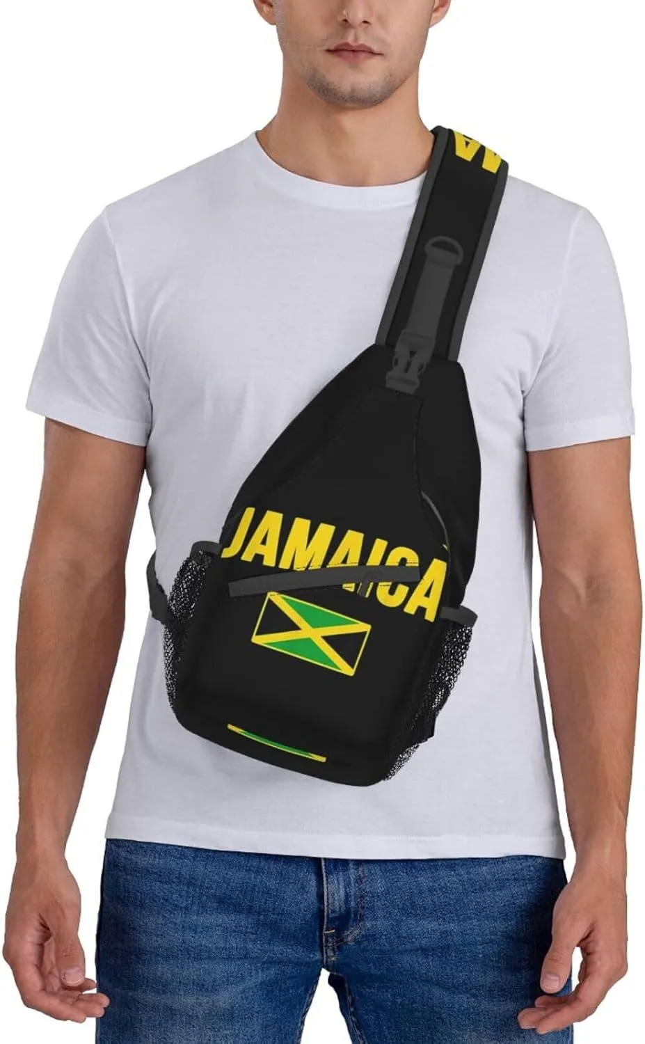 Cute Jamaica Flag Sling Backpack, Multipurpose Crossbody Shoulder Bag Jamaican Travel Hiking Daypack for Women Men