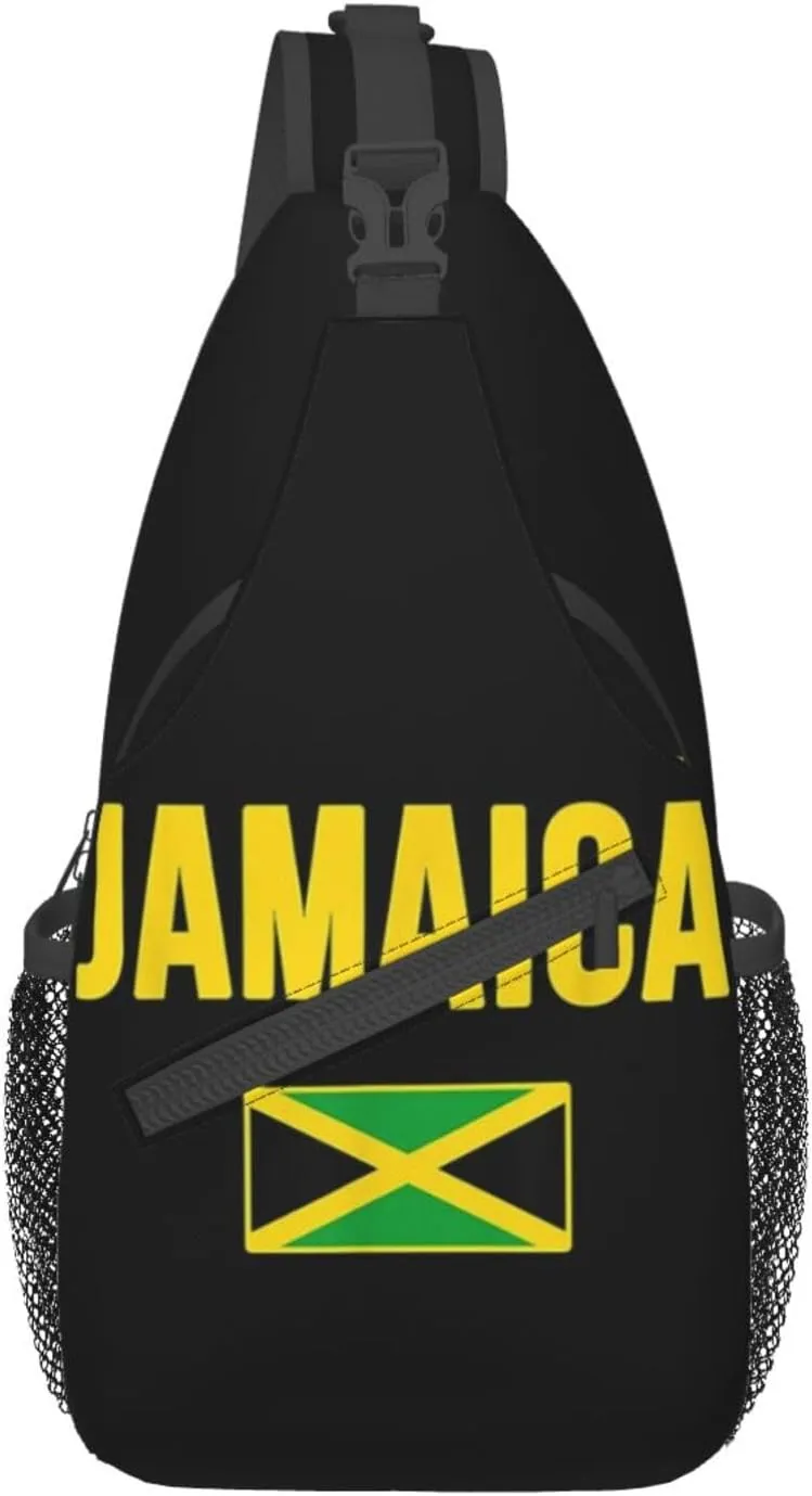Cute Jamaica Flag Sling Backpack, Multipurpose Crossbody Shoulder Bag Jamaican Travel Hiking Daypack for Women Men