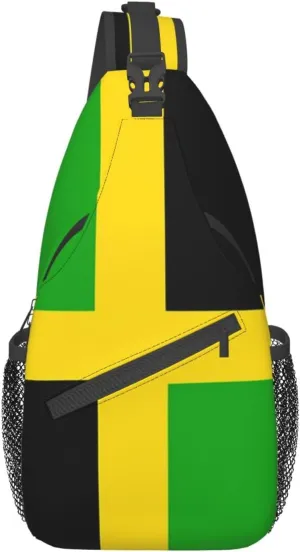 Cute Jamaica Flag Sling Backpack, Multipurpose Crossbody Shoulder Bag Jamaican Travel Hiking Daypack for Women Men