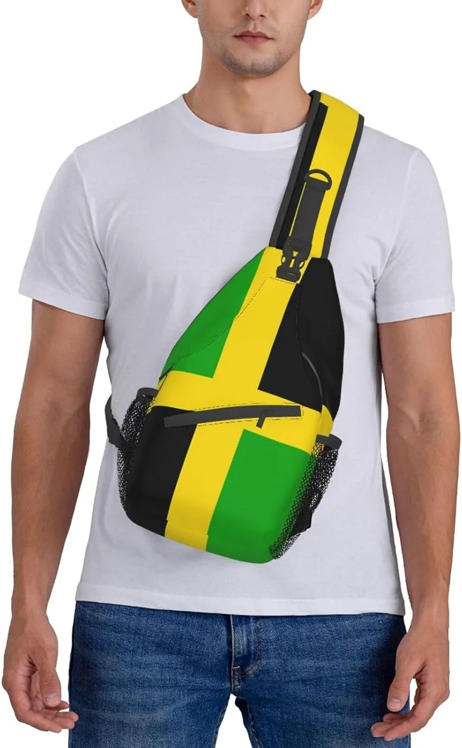 Cute Jamaica Flag Sling Backpack, Multipurpose Crossbody Shoulder Bag Jamaican Travel Hiking Daypack for Women Men