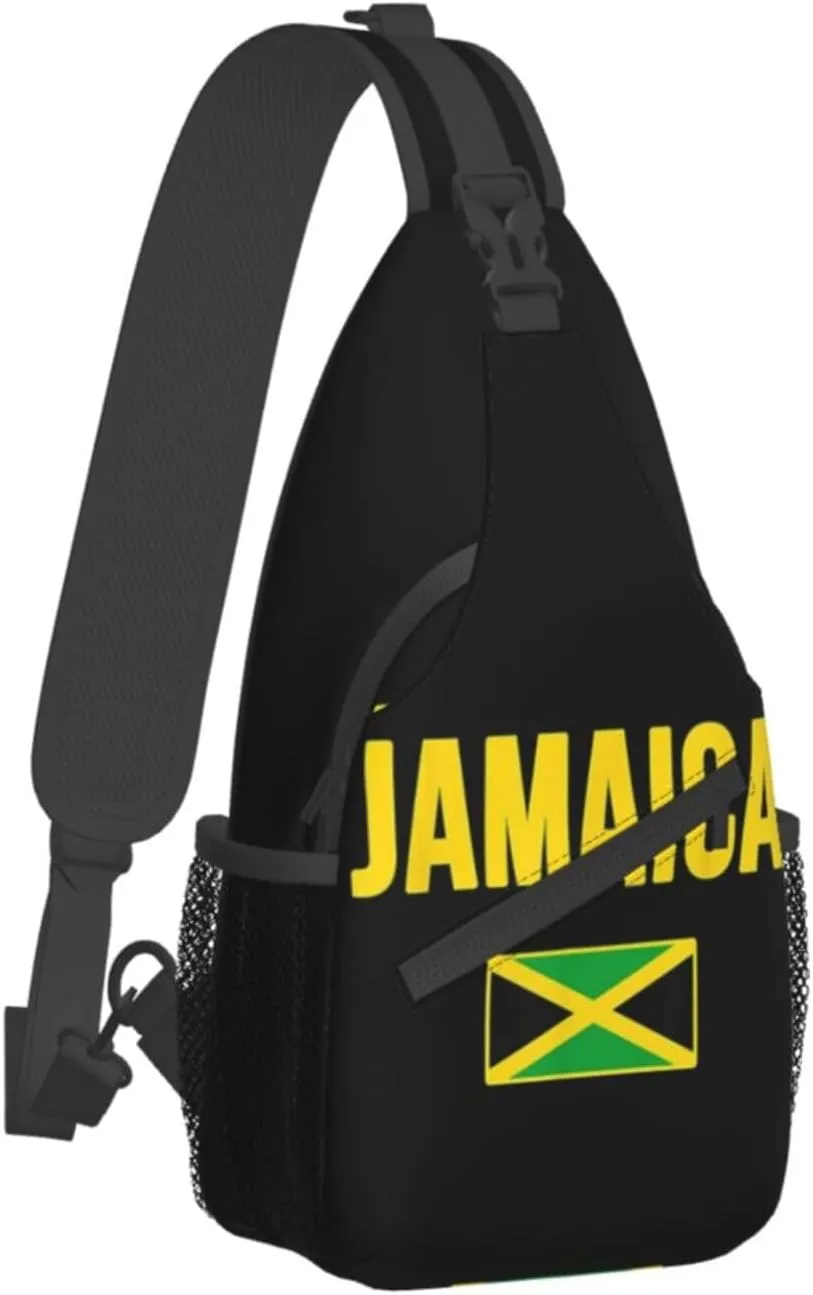 Cute Jamaica Flag Sling Backpack, Multipurpose Crossbody Shoulder Bag Jamaican Travel Hiking Daypack for Women Men