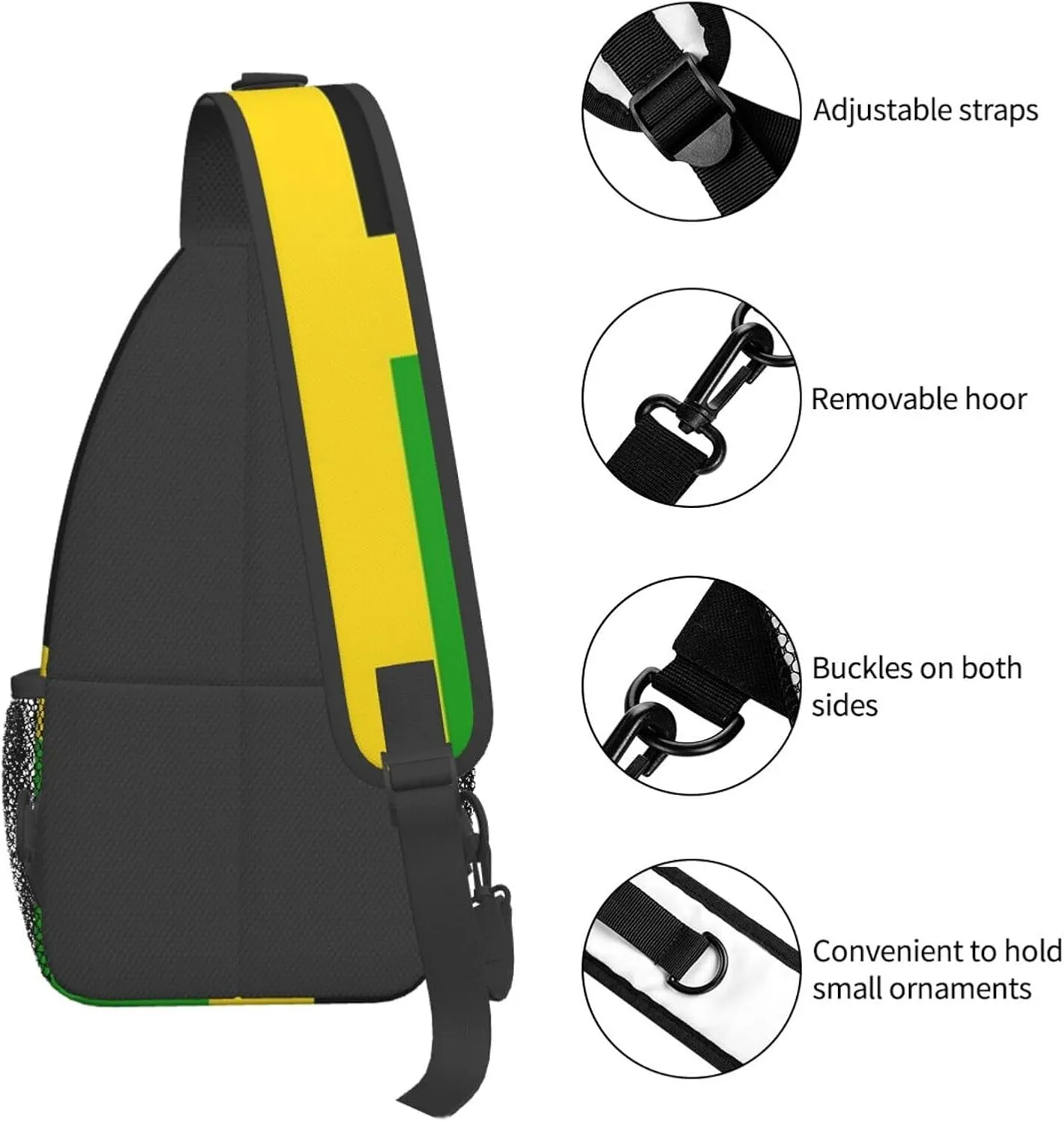 Cute Jamaica Flag Sling Backpack, Multipurpose Crossbody Shoulder Bag Jamaican Travel Hiking Daypack for Women Men