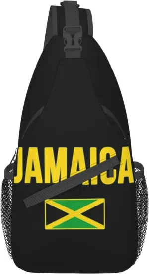 Cute Jamaica Flag Sling Backpack, Multipurpose Crossbody Shoulder Bag Jamaican Travel Hiking Daypack for Women Men