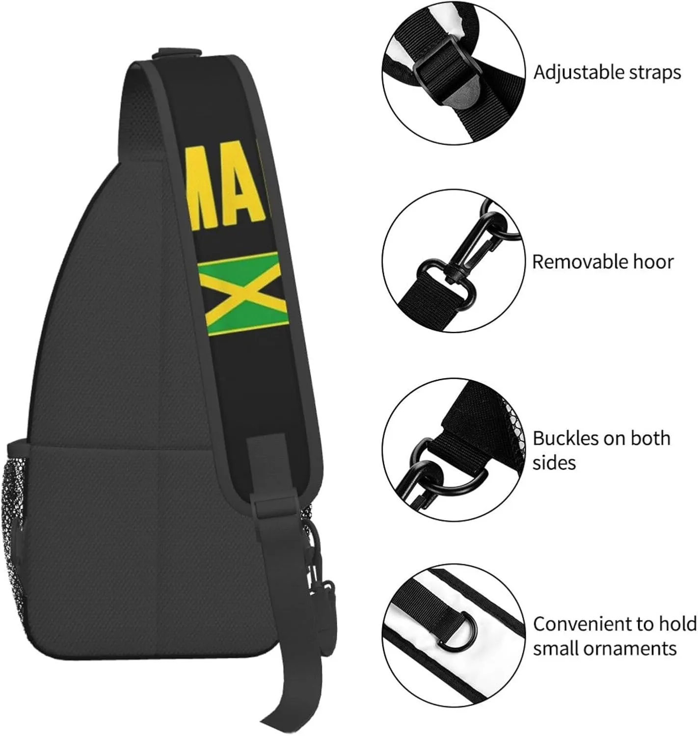 Cute Jamaica Flag Sling Backpack, Multipurpose Crossbody Shoulder Bag Jamaican Travel Hiking Daypack for Women Men