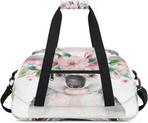 Cute Koala Gym Duffel Bag for Men Women Color Garland Sports Tote Bag with Adjustable Shoulder Strap for Dance Gymnastics Traveling Outdoor Camping Overnight Stay