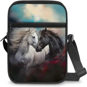 Cute Messenger Bag with Zipper and Front Pocket Sling Crossbody Shoulder Bags Adjustable Strap