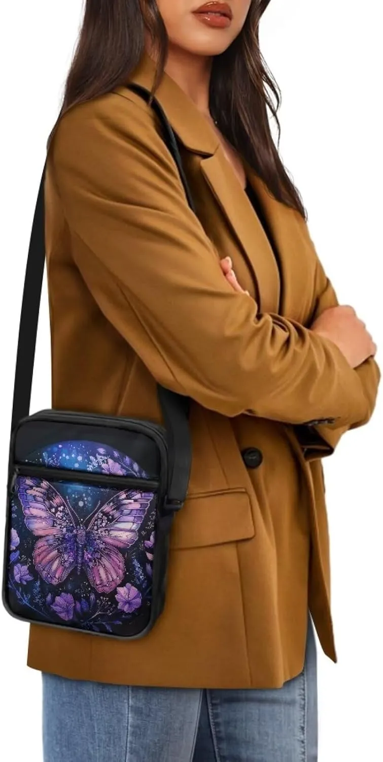 Cute Messenger Bag with Zipper and Front Pocket Sling Crossbody Shoulder Bags Adjustable Strap