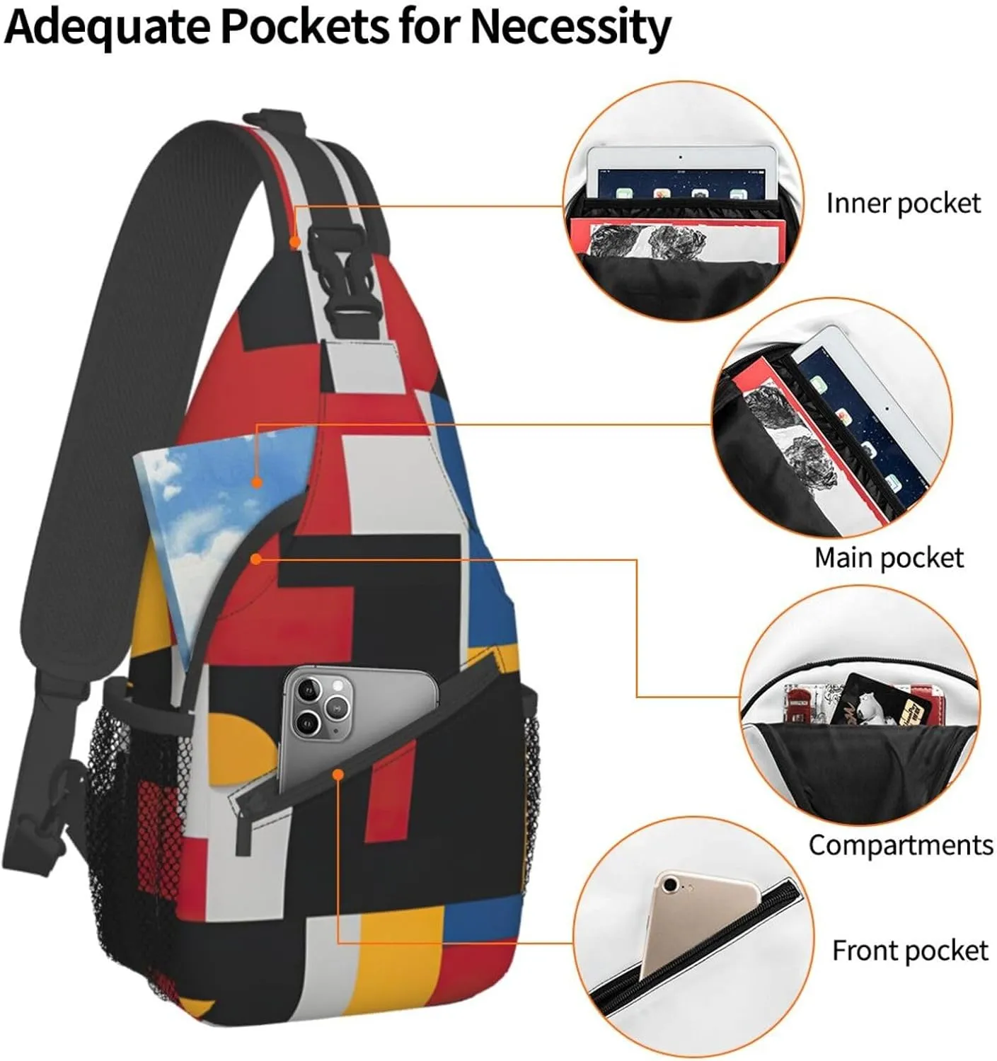 Cute Rabbits Shoulder Bag Crossbody Backpack Chest Bag Lightweight Sling Daypackstravel Hiking Cycling For Men Women