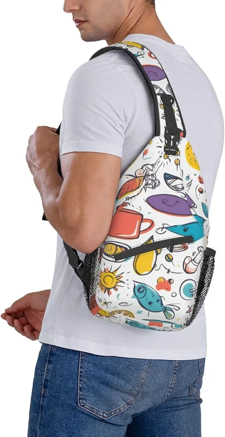 Cute Rabbits Shoulder Bag Crossbody Backpack Chest Bag Lightweight Sling Daypackstravel Hiking Cycling For Men Women