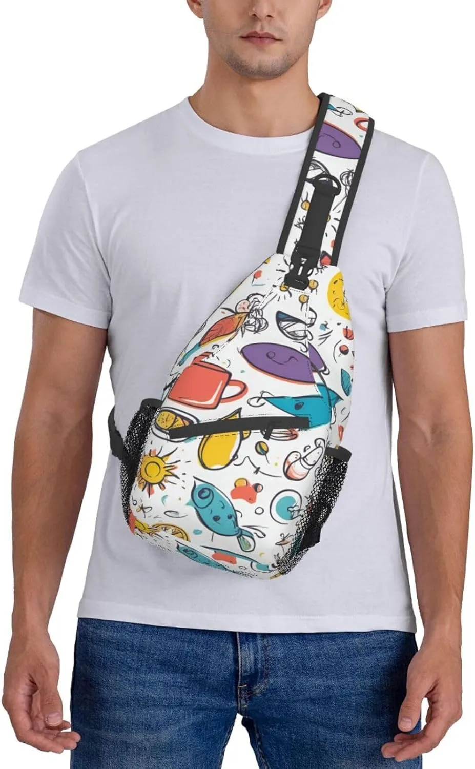 Cute Rabbits Shoulder Bag Crossbody Backpack Chest Bag Lightweight Sling Daypackstravel Hiking Cycling For Men Women