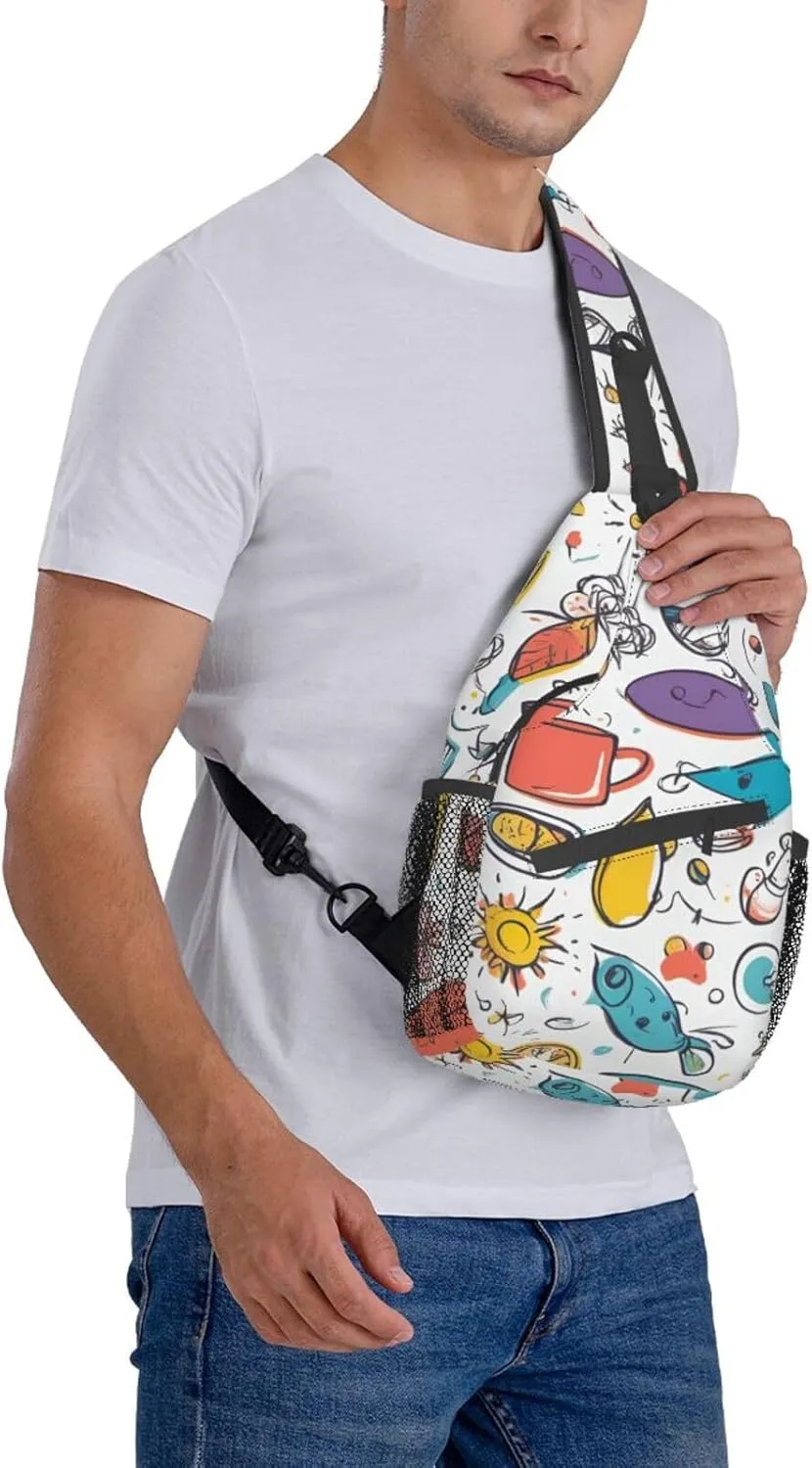 Cute Rabbits Shoulder Bag Crossbody Backpack Chest Bag Lightweight Sling Daypackstravel Hiking Cycling For Men Women